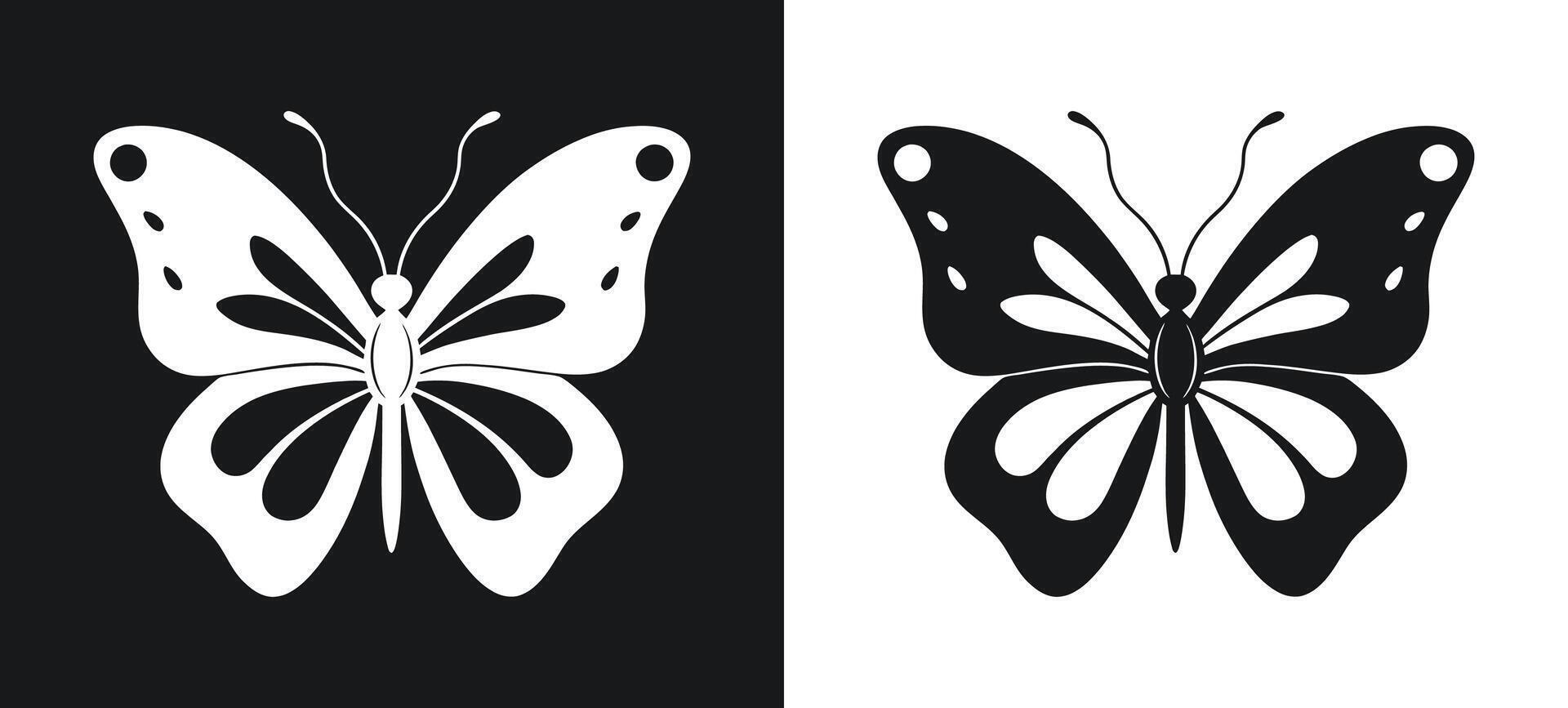 Stylized Black and White Butterfly Silhouette Clipart vector