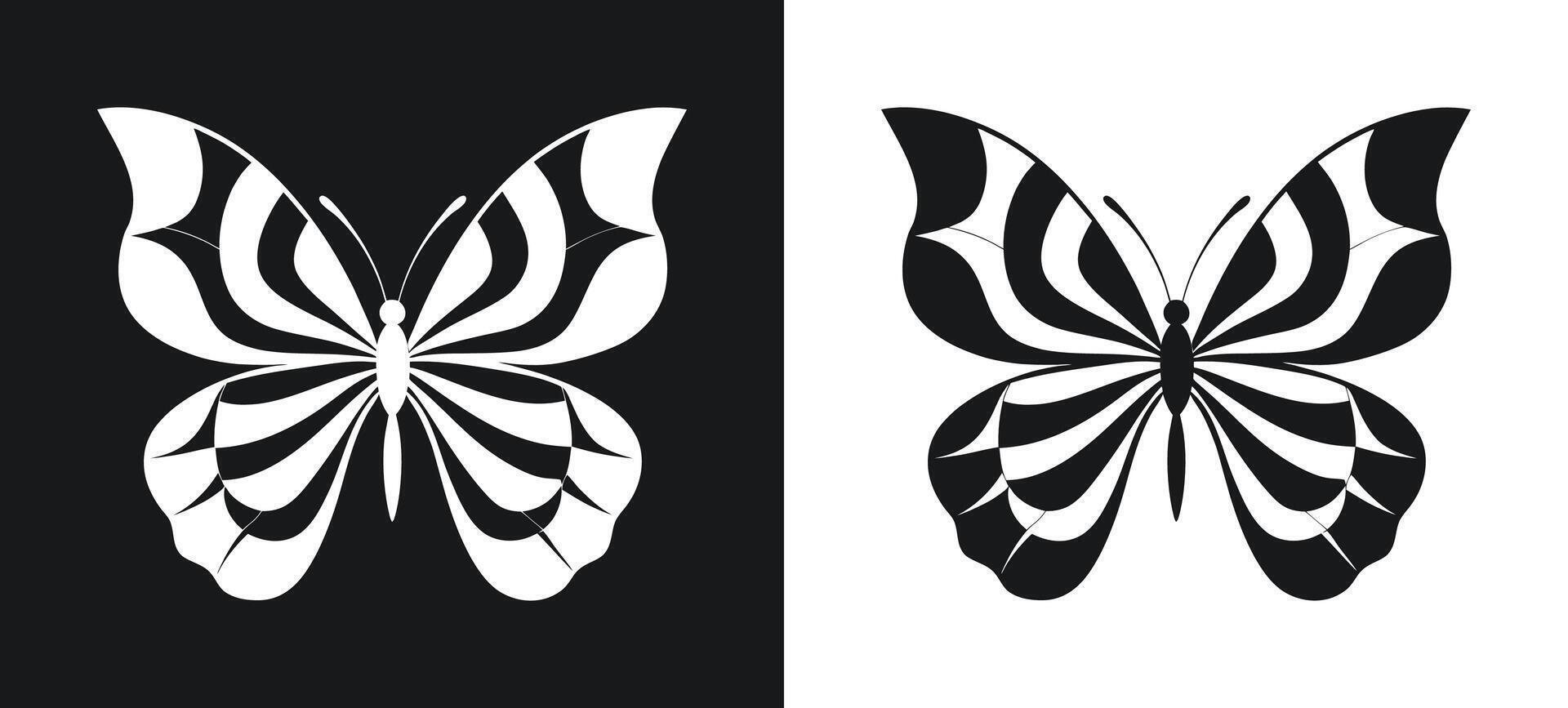 Monochrome Butterfly Silhouette with Elegant Design Clipart vector