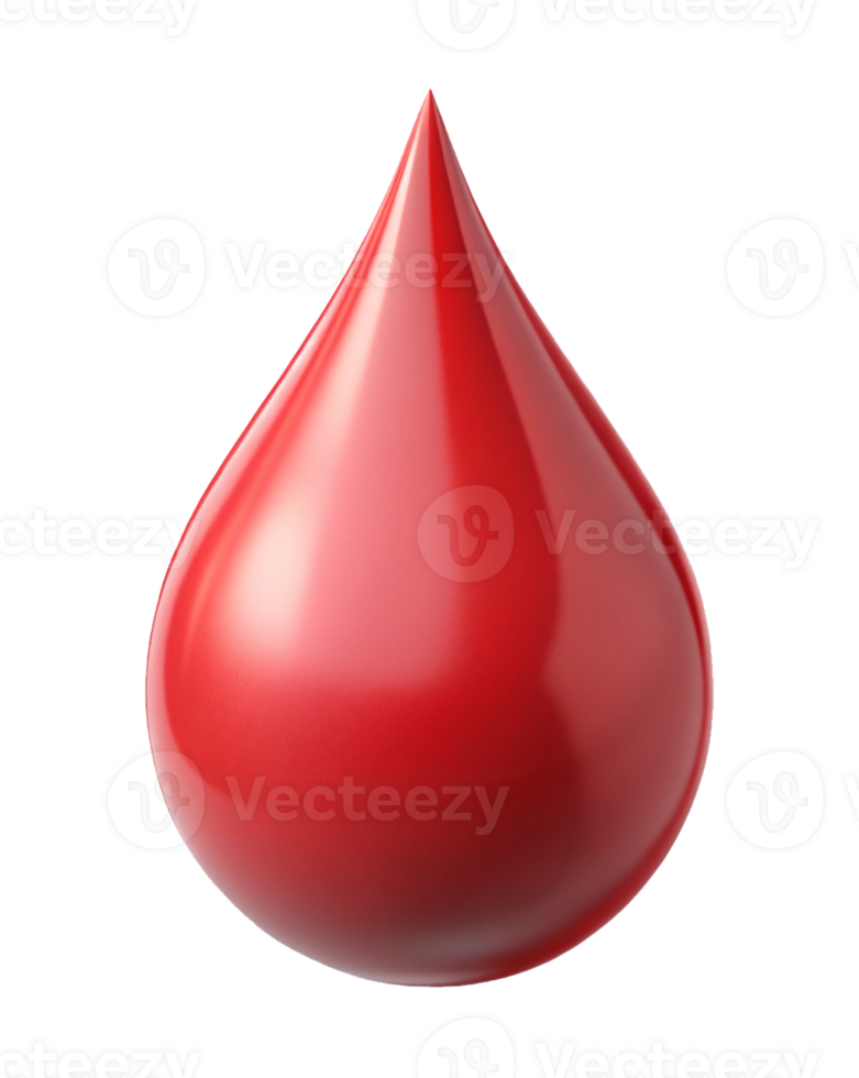 Drop of liquid red color drop 3D Icon on transparent background png