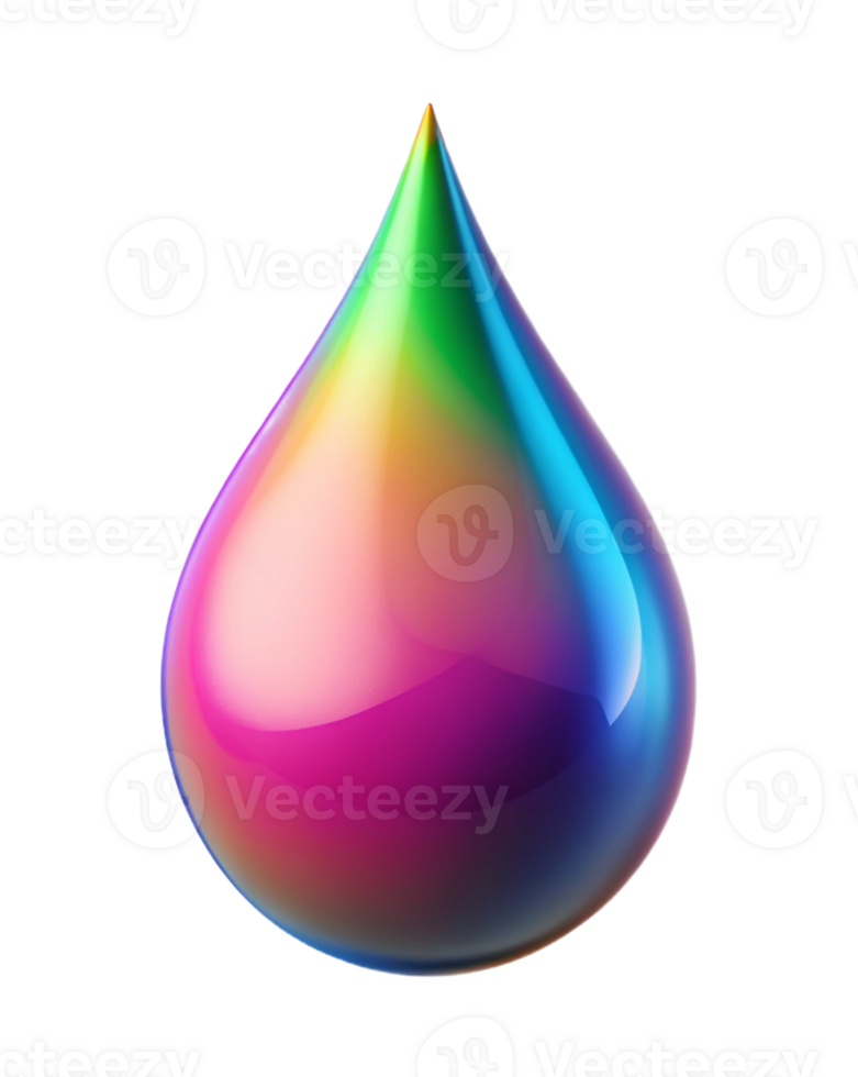 Drop of liquid vibrant color drop 3D Icon on transparent background png