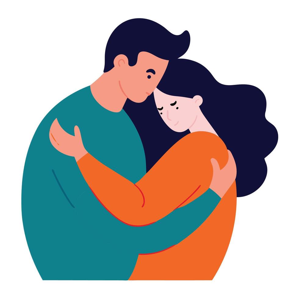Romantic Couple Embracing Illustration vector