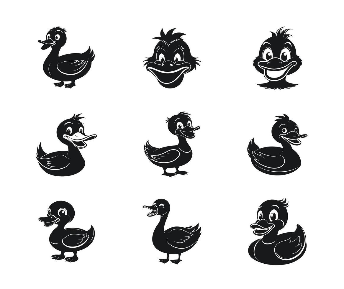 Vibrant Cartoon Duck Silhouette for Designs vector