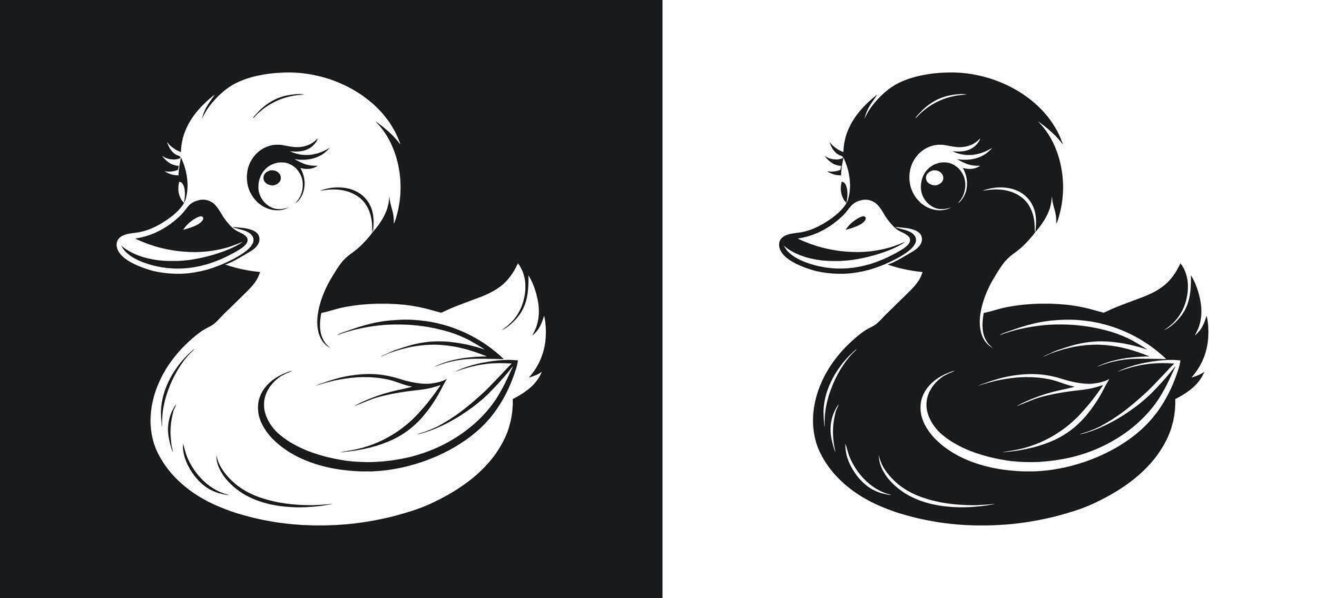 Whimsical Lying Duck Silhouette Illustration vector