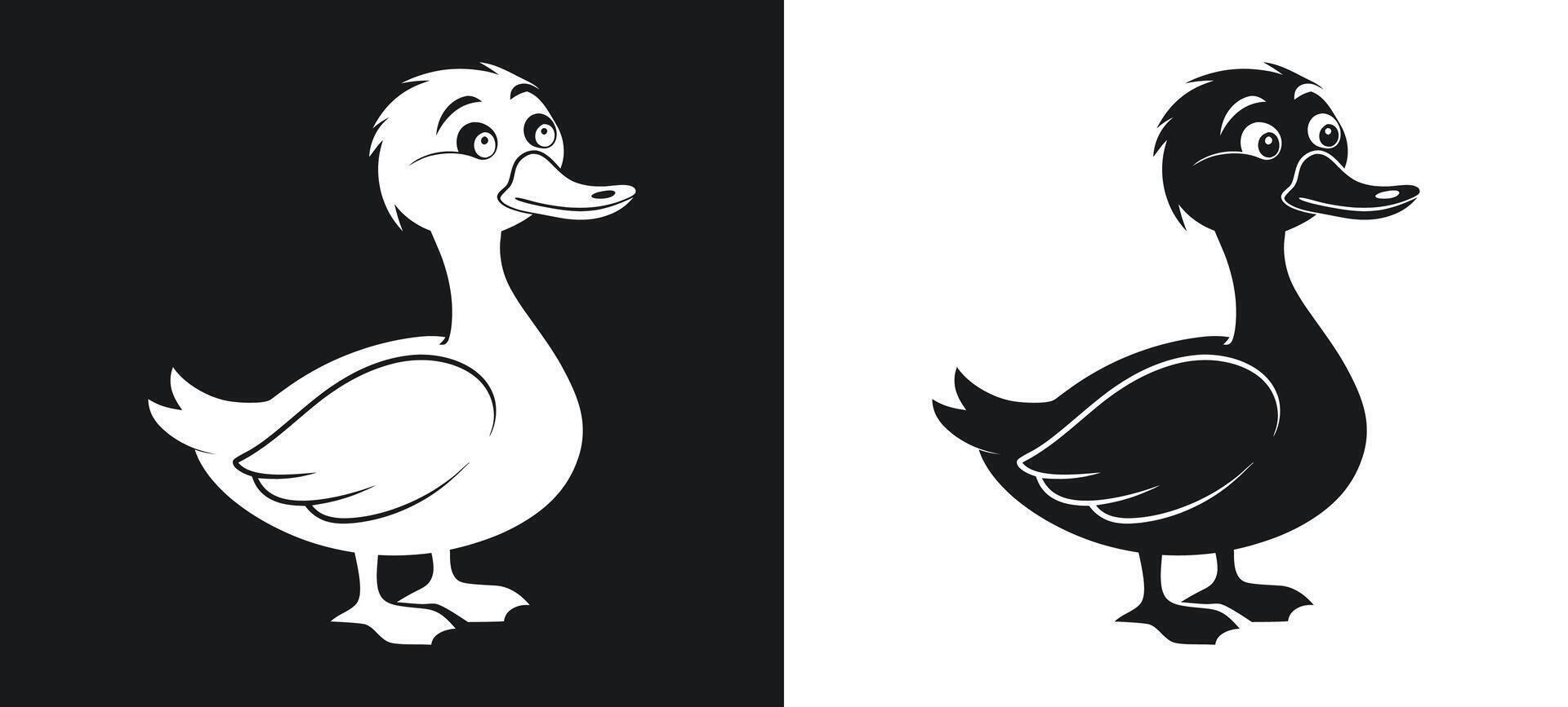 Sorrowful Duck Crying Silhouette at Sunset vector