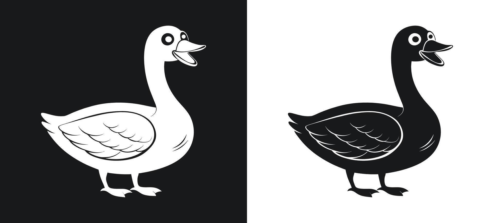 Charming Cartoon Duck Silhouette Clipart vector