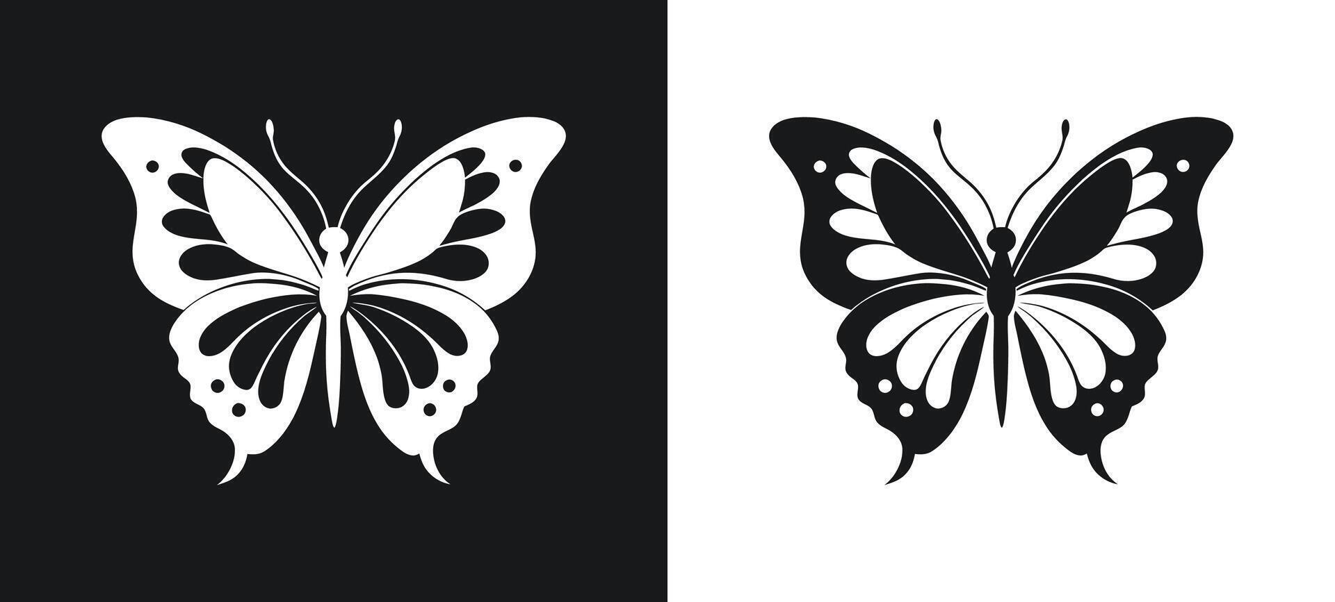 Abstract Butterfly Silhouette Clipart in Black and White vector