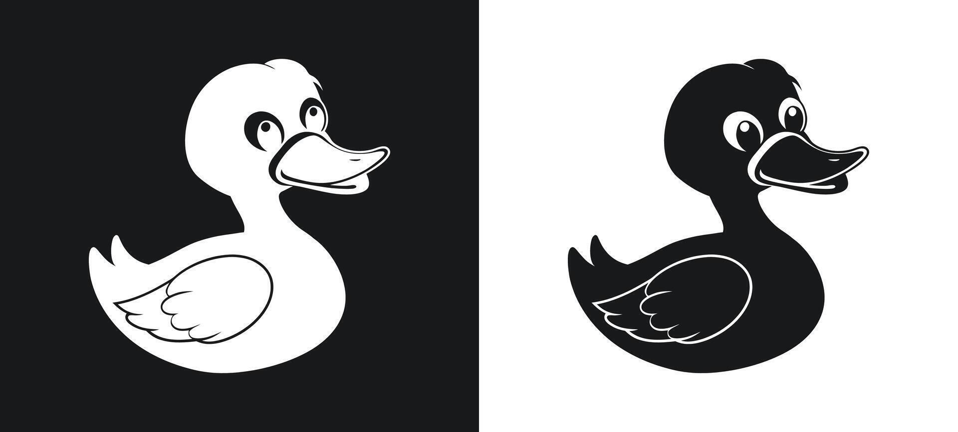 Crying Duck Silhouette in Emotional Reflection vector