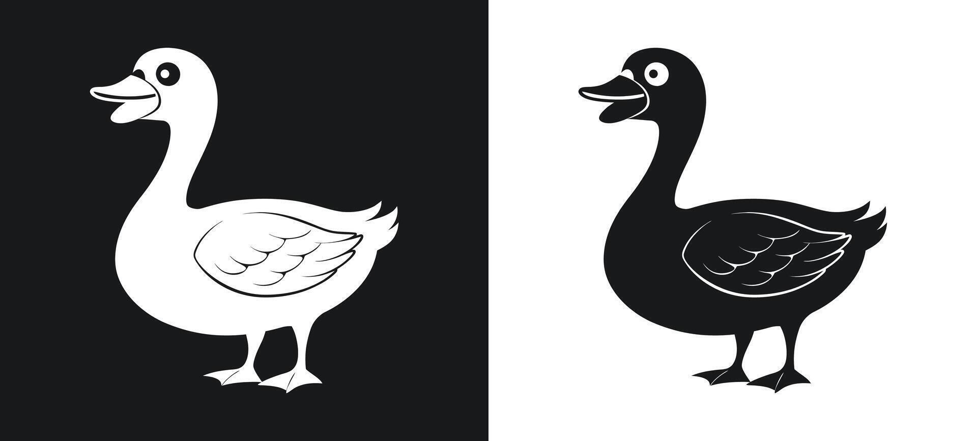 Decorative Set of Duck Silhouettes Clipart vector