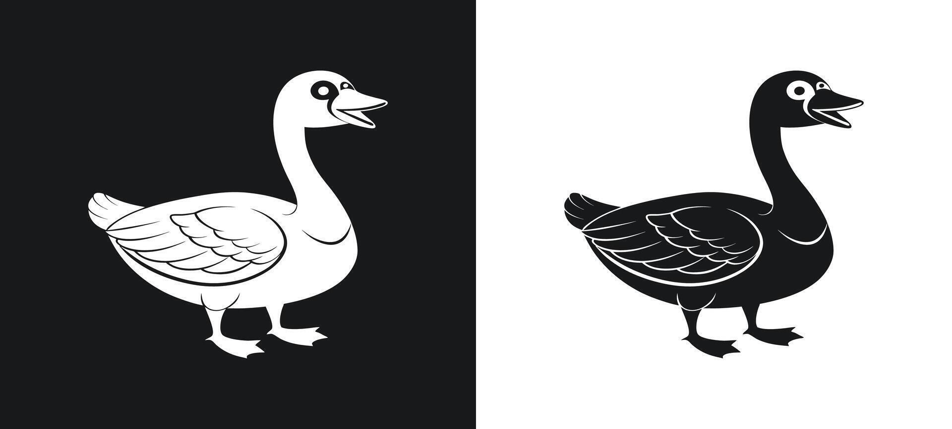 Stylish Set of Happy Duck Silhouettes for Art vector