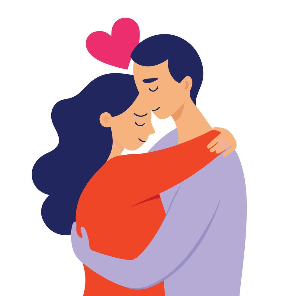 Charming Couple Embrace Romance Art vector