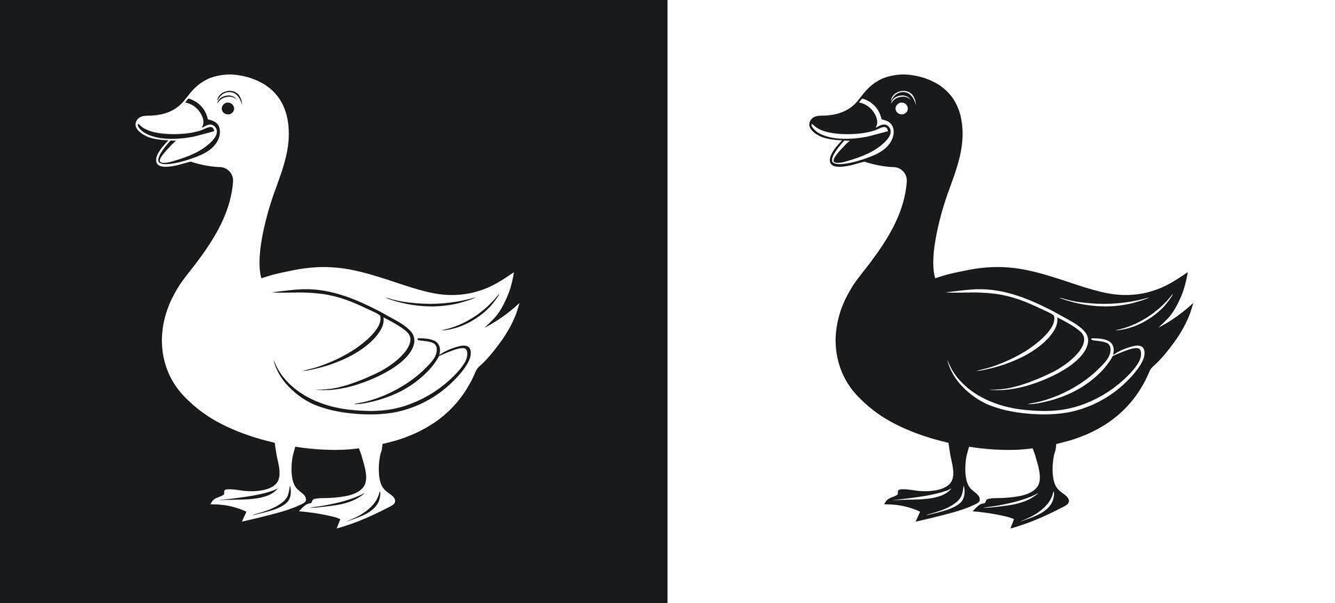 Artistic Cartoon Duck Silhouette Design vector