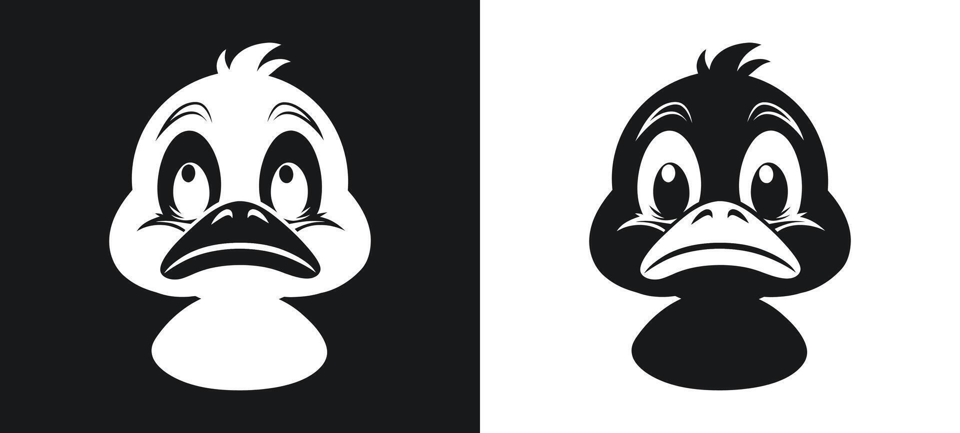 Crying Duck Silhouette with Tearful Expression vector