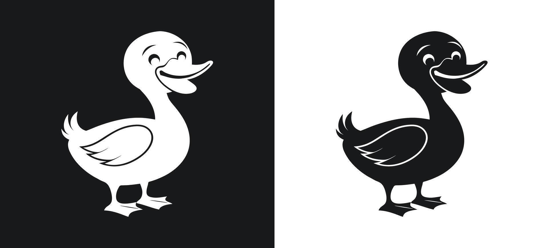 Modern Cartoon Duck Silhouette Clipart Art vector