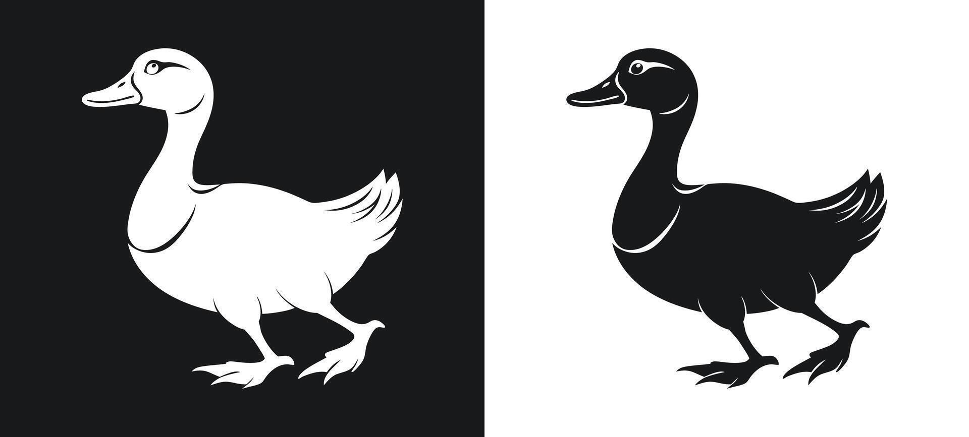 Flying Duck Silhouette Over Water at Sunset vector