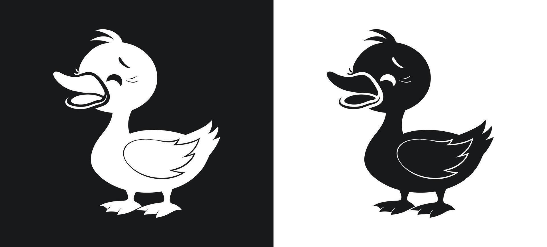 Emotional Set of Crying Duck Silhouettes vector