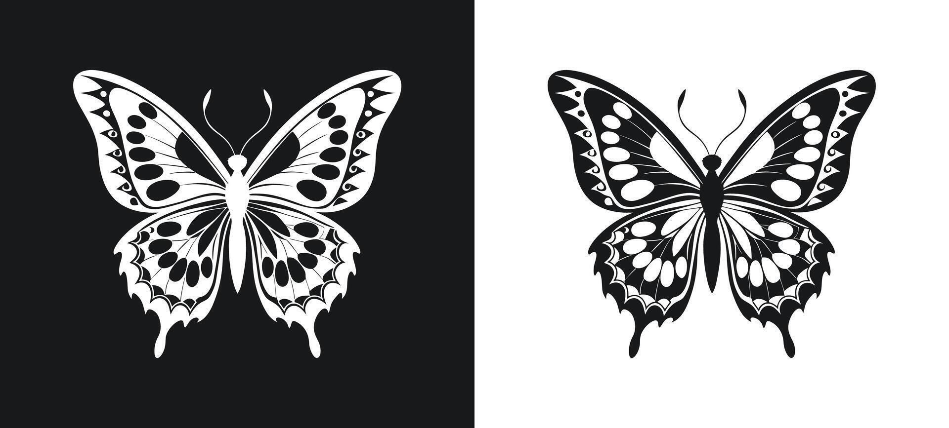 Minimalist Black and White Butterfly Silhouette Clipart vector