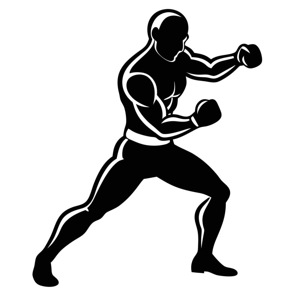 A silhouette of a man in boxing stance vector