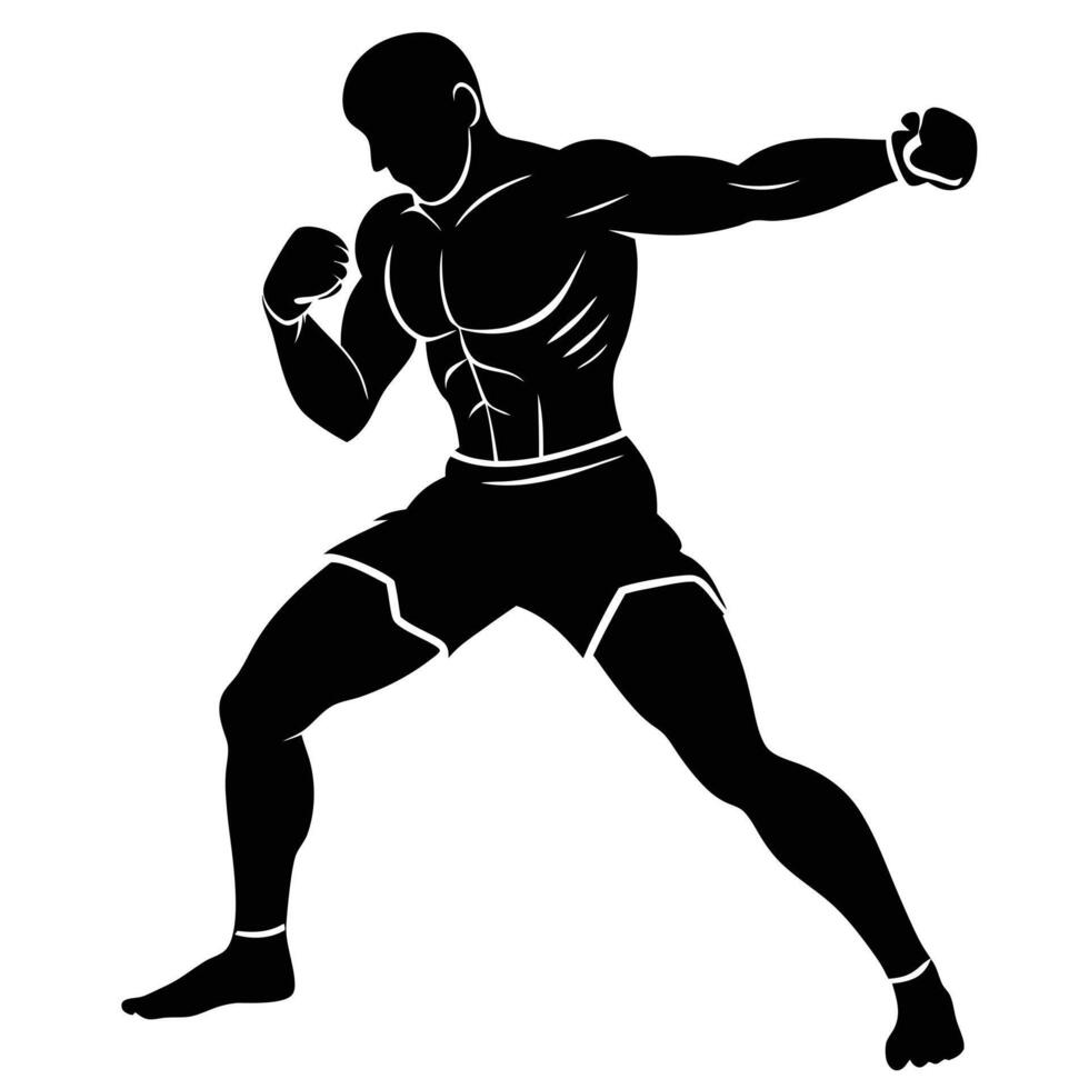A silhouette of a man in a boxing stance vector