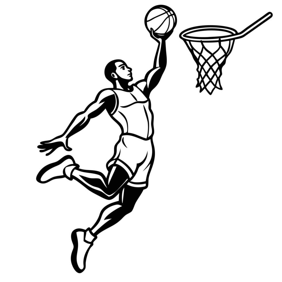 Basketball player dunking the ball vector
