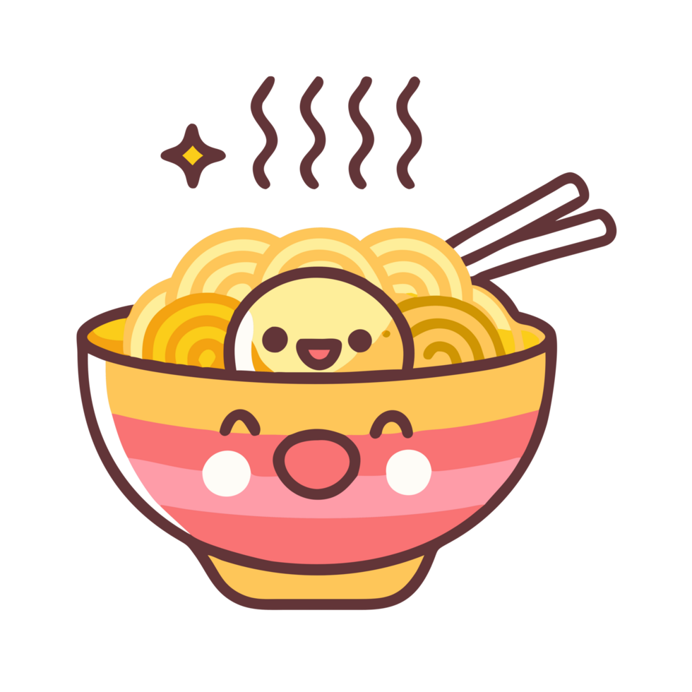 A cute bowl of noodles with chopsticks png