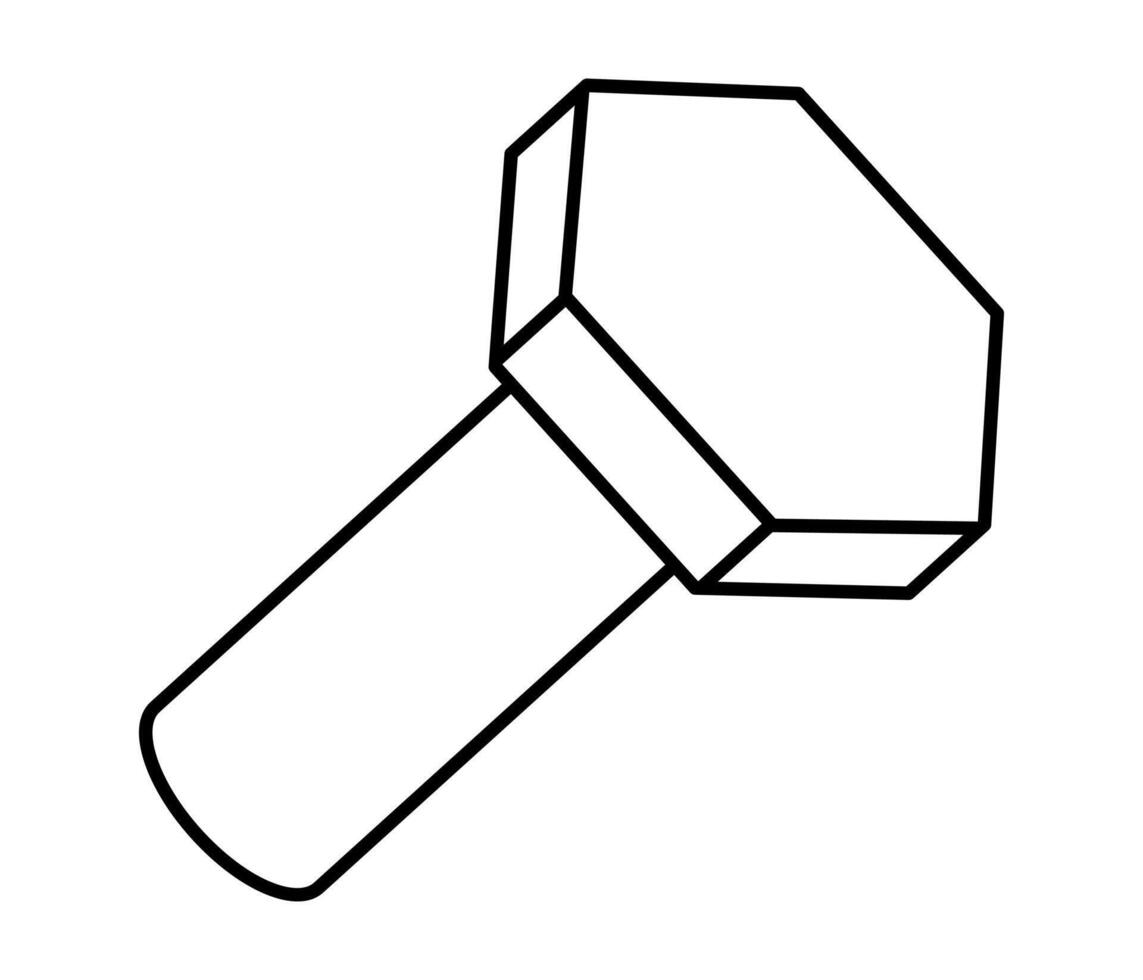 Hand drawn cute outline illustration of bolt tool. Flat screw repair part in line art doodle. Support service nut hardware icon. Settings or fix problem. Find solution. Isolated. vector