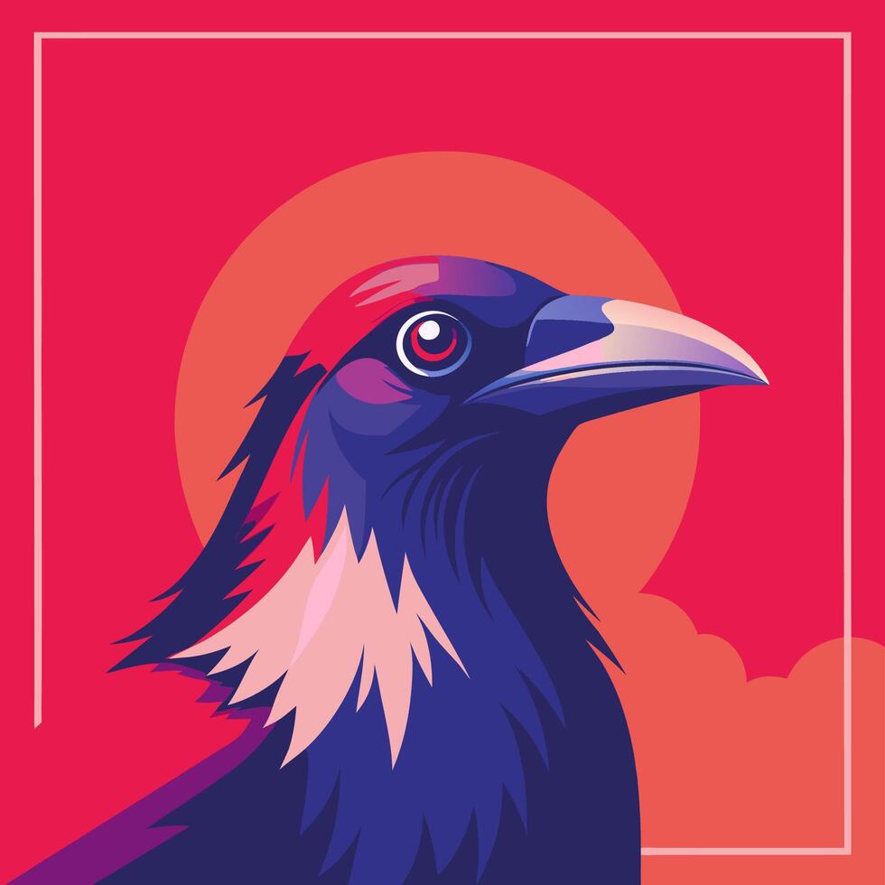 Stylized Illustration of a Hornbill Bird with Vibrant Colors vector