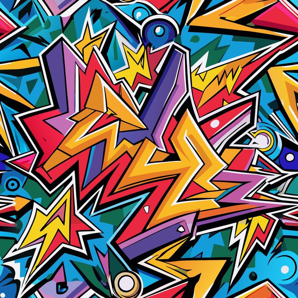 Dynamic Graffiti Design with Bold Colors and Geometric Elements vector