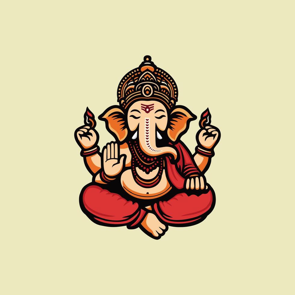 Lord ganesha the lord of wisdom design art illustration vector
