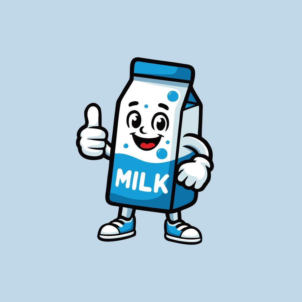 Cartoon milk mascot character design art illustration vector