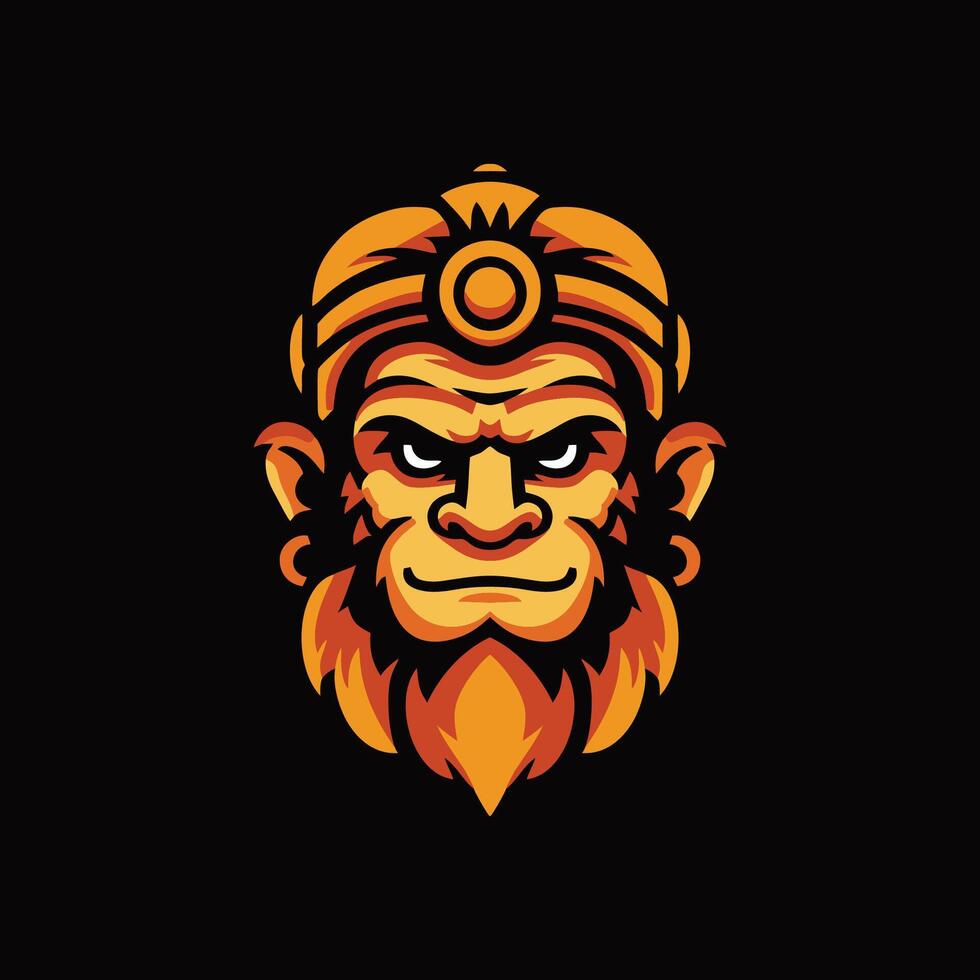 A monkey head with a beard design art illustration vector