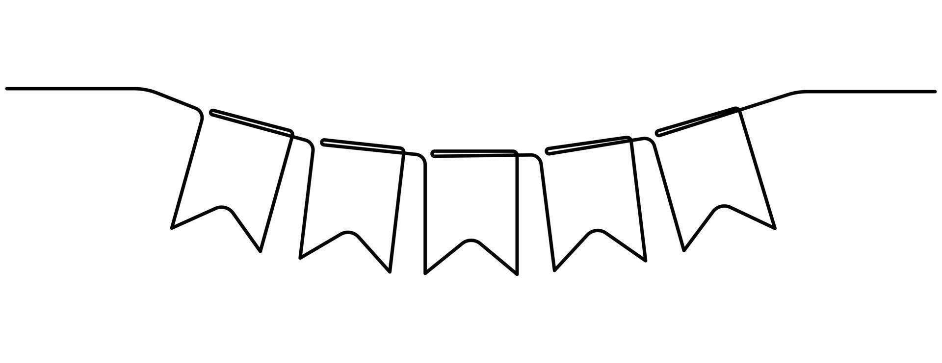 Continuous line drawing of garland outline illustration vector