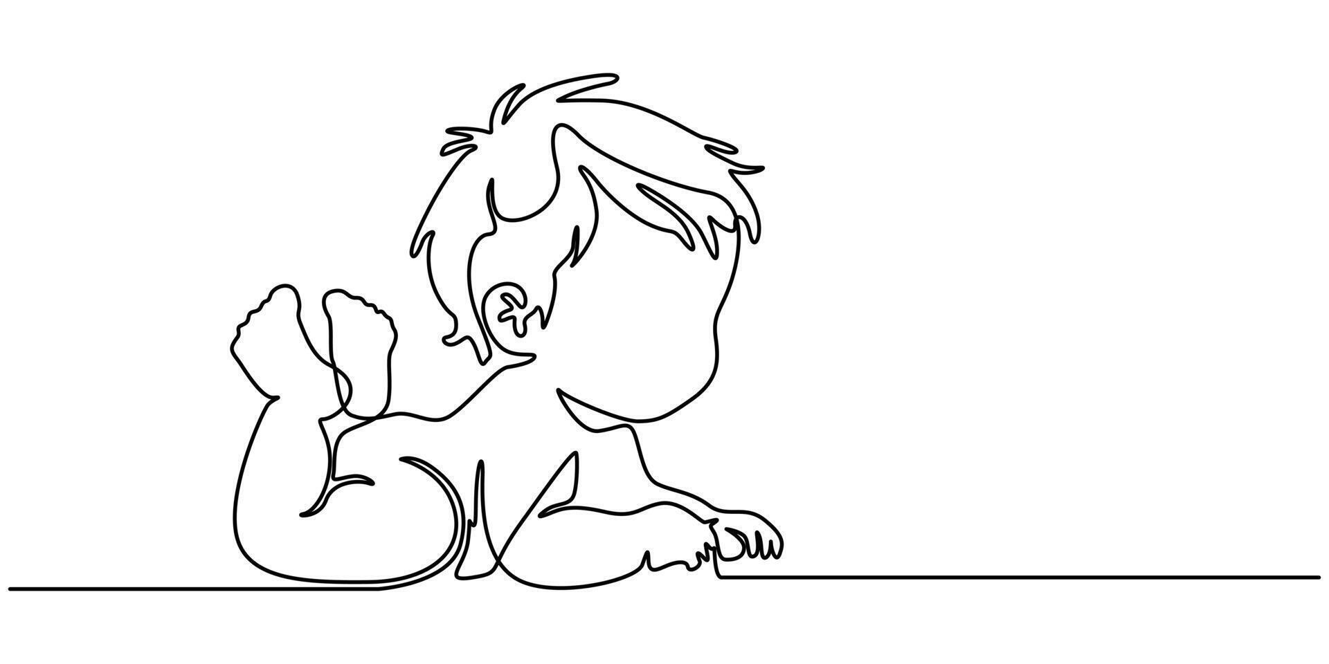 Baby Continuous Line Art Drawing vector