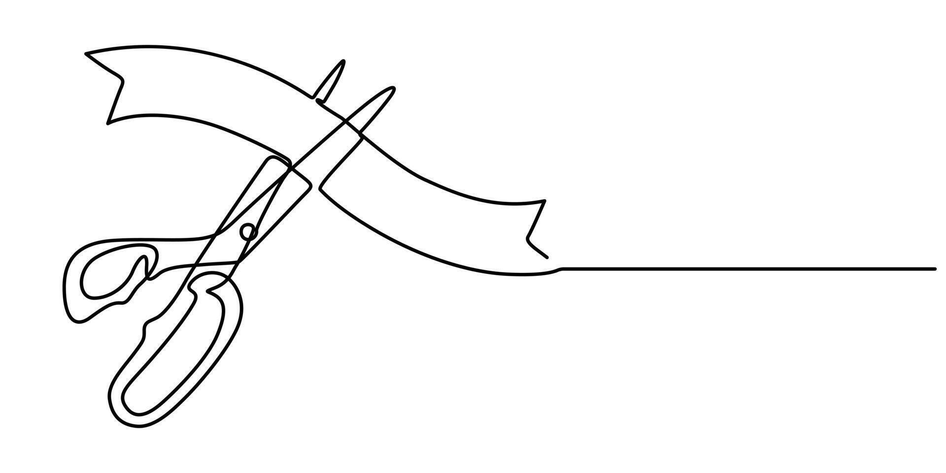 ribbon cutting ceremony for opening event or company concept single line art vector