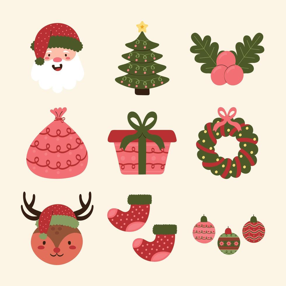 Set of Merry Christmas Illustrations vector