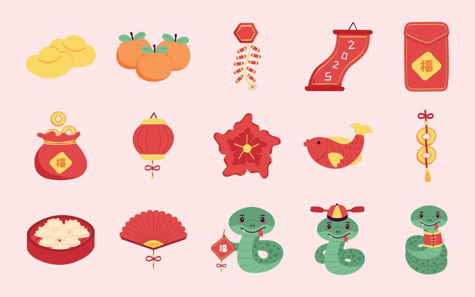 2025 Chinese New Year Snake Illustration Pack vector