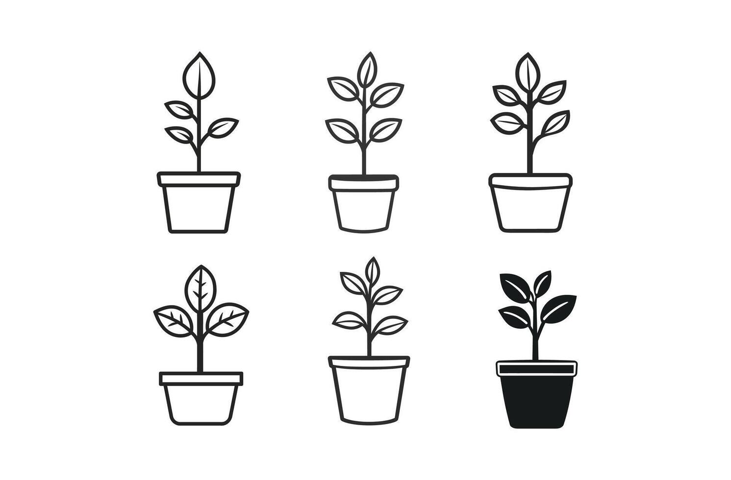 Plant in pots Silhouette design vector