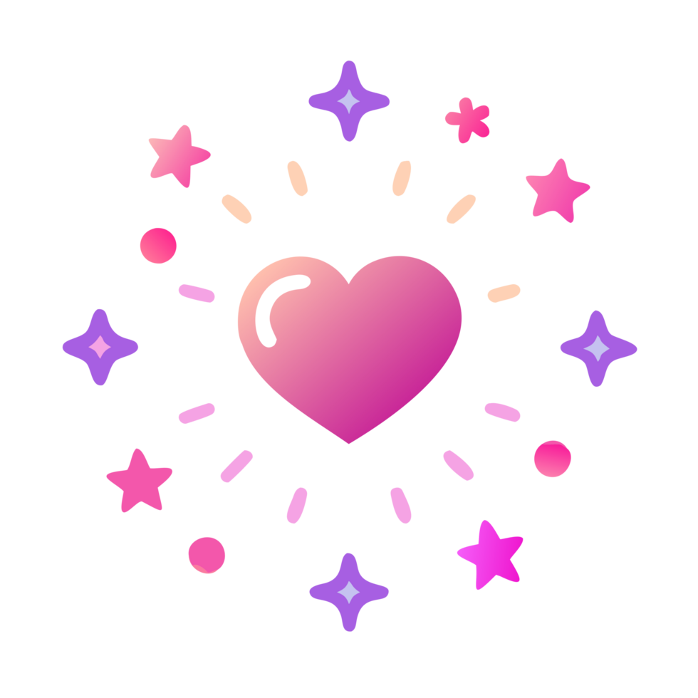 Love symbol with stars digital art colorful background abstract design heart concept for positive vibes png