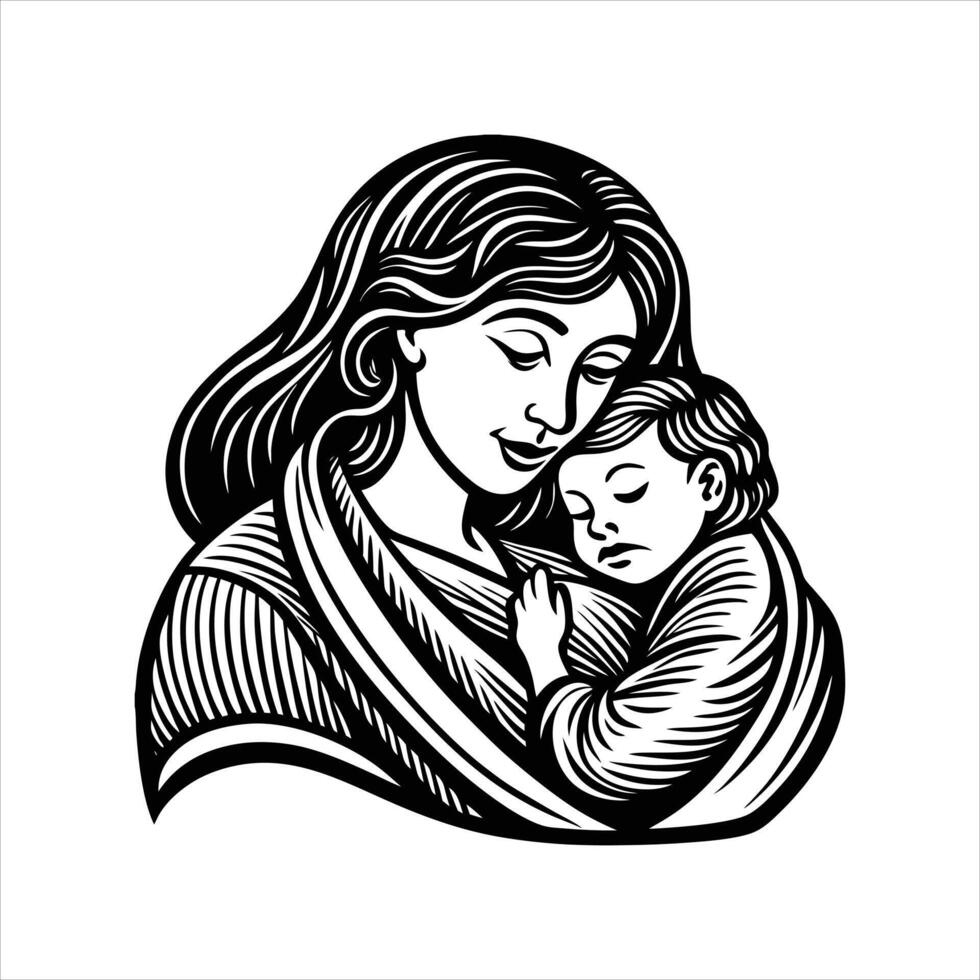 Mom Hug Baby Vectors