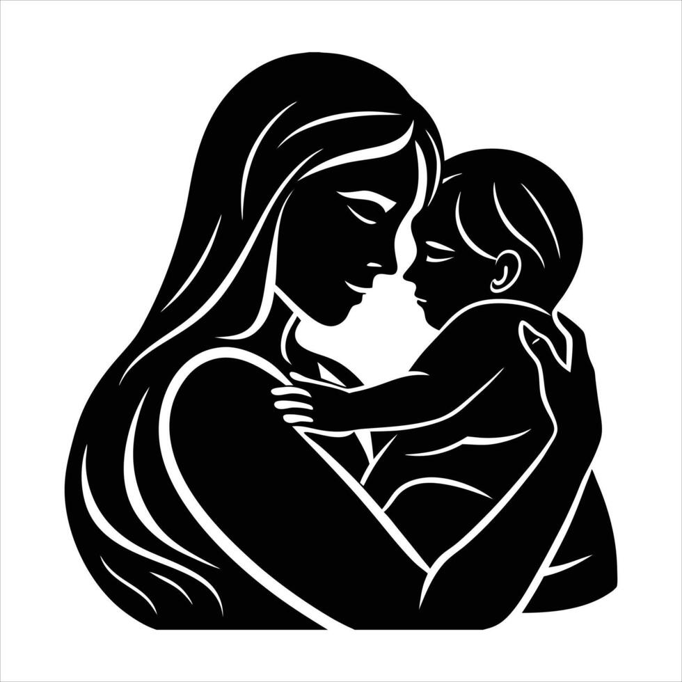 Mother Daughter Hugging Silhouette vector