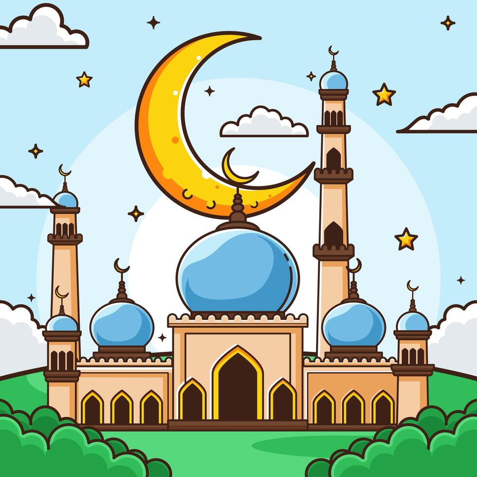 Mosque Illustration for Ramadan Backgrounds vector