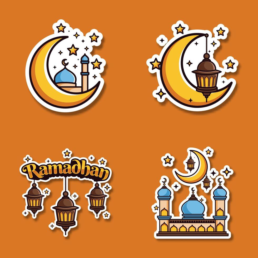 Modern Creative Design Ramadan label Collection vector