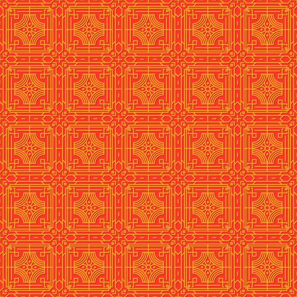 Golden Seamless Pattern Ornament on Red Background vector