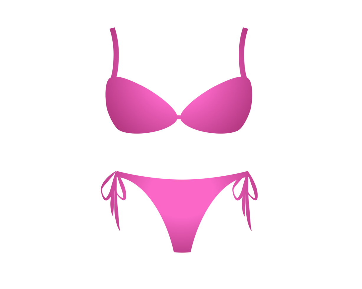 Gradient pink two piece female swimsuit bikini icon png