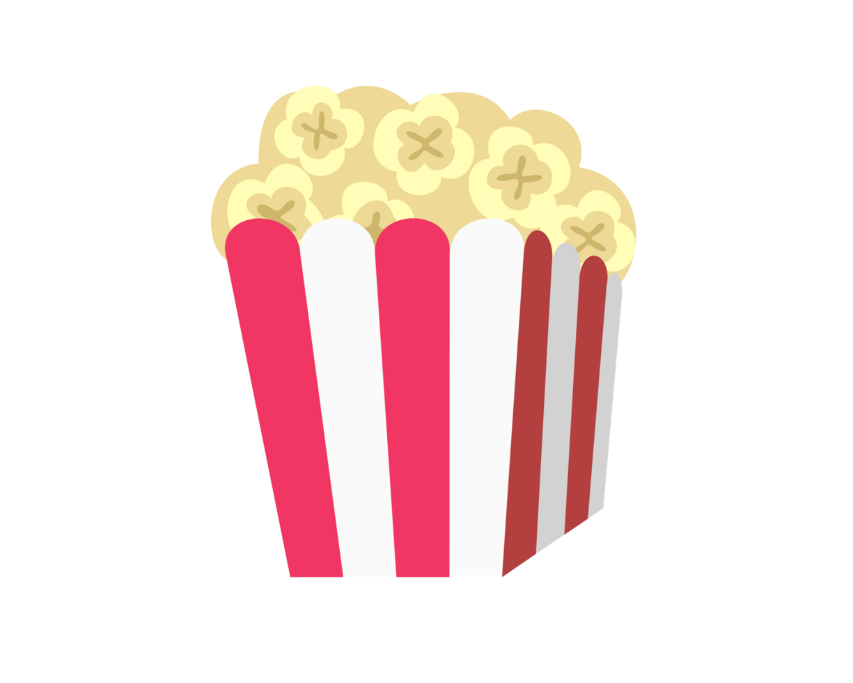 Sweet butter pop corn junk food icon with red, white classic paper cup box png