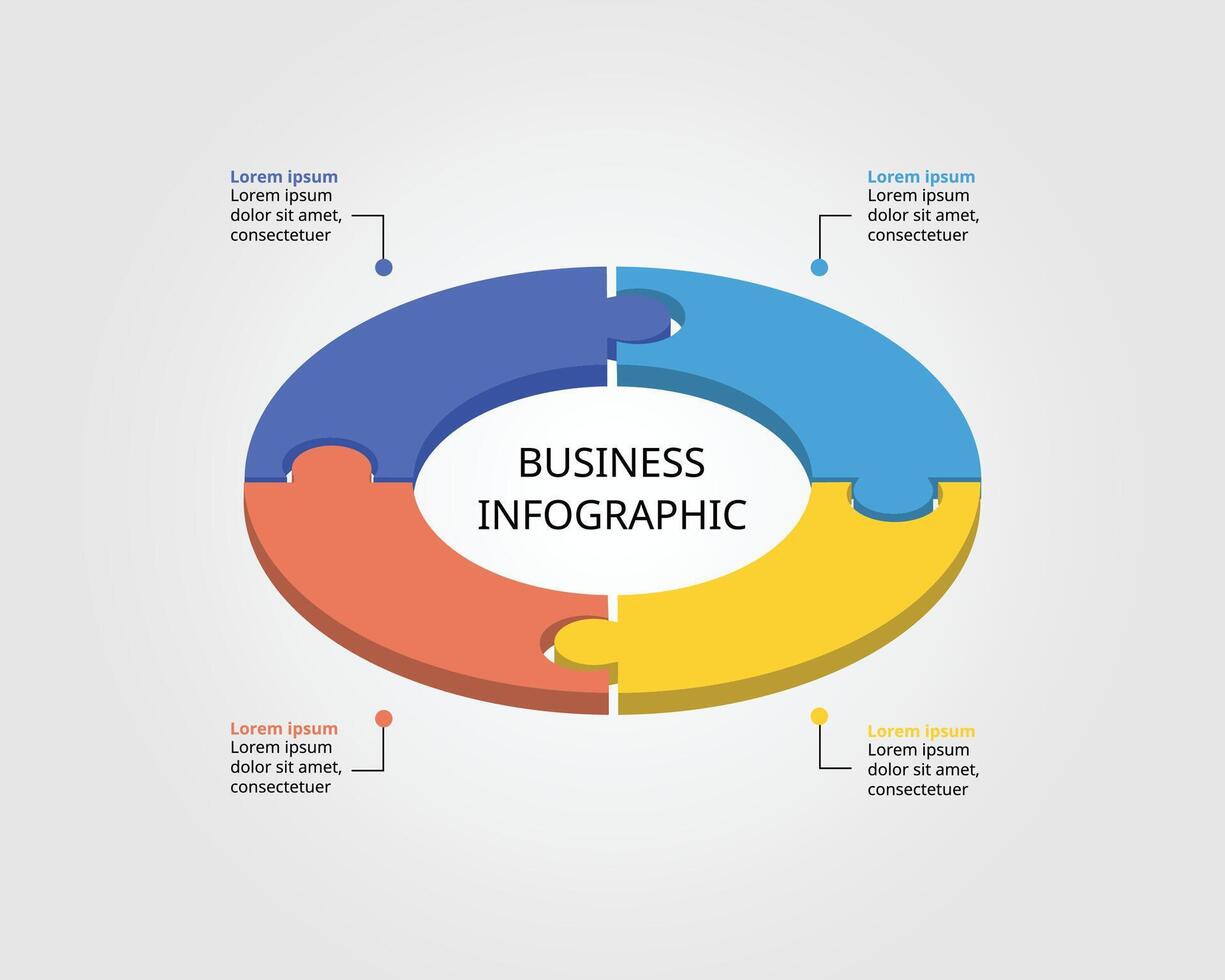 Jigsaw template with number for infographic for presentation for 4 element vector