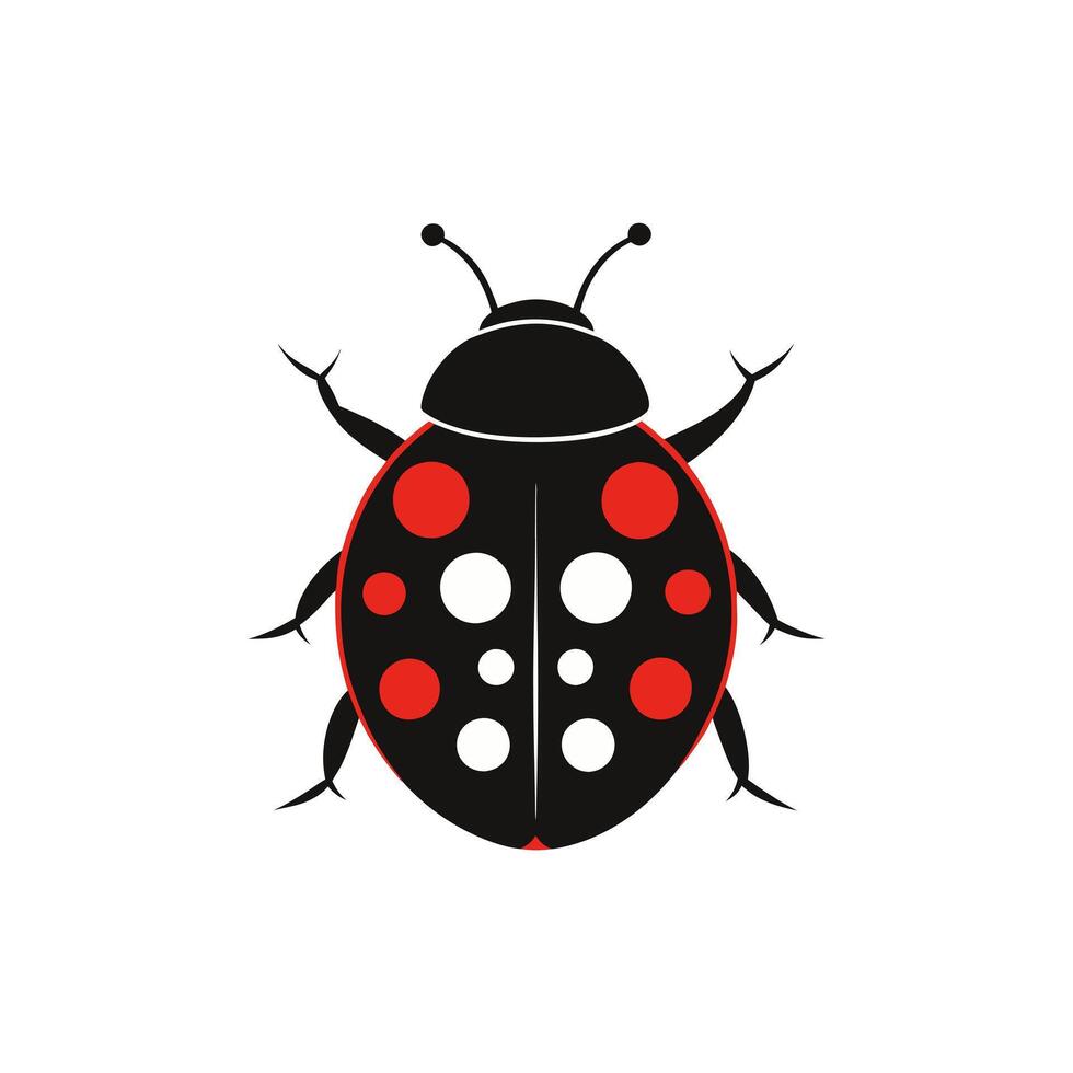 Detailed Illustration of a Ladybug with Red and White Spots on Black Body vector