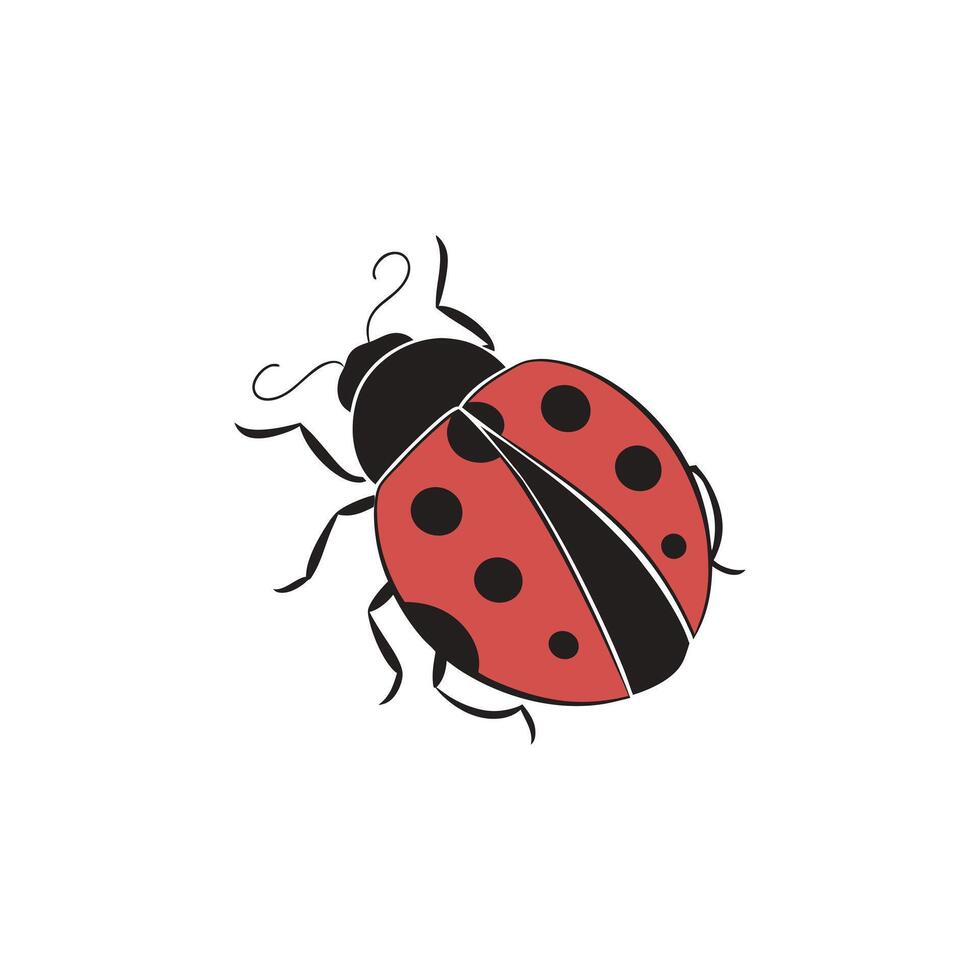 Illustration of a Red Ladybug with Black Spots on a White Background vector
