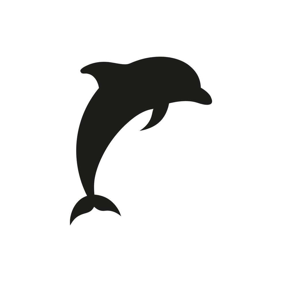 Silhouette of a Jumping Dolphin Icon in Black and White vector