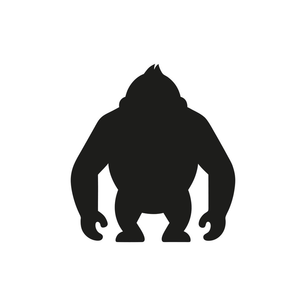 Silhouette of a Gorilla Icon in Black on a White Background vector