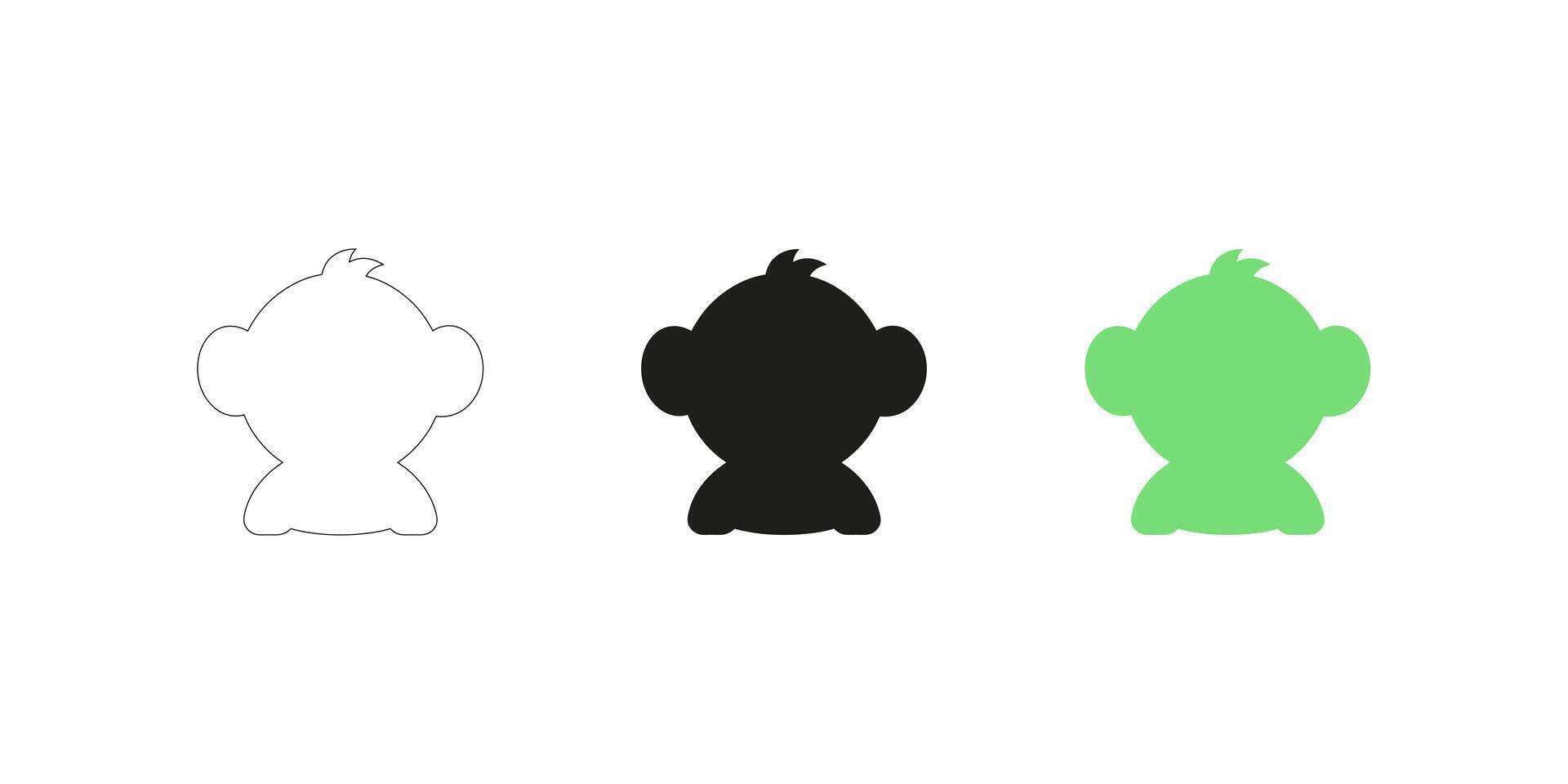 Monkey Icon in - Editable Stroke Outline, Silhouette, and Color vector